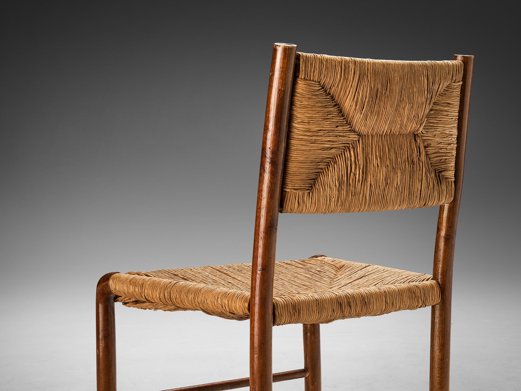 Paille Chaise de salle à manger Emanuele Rambaldi pour Chiappe en bois et paille tissée  en vente