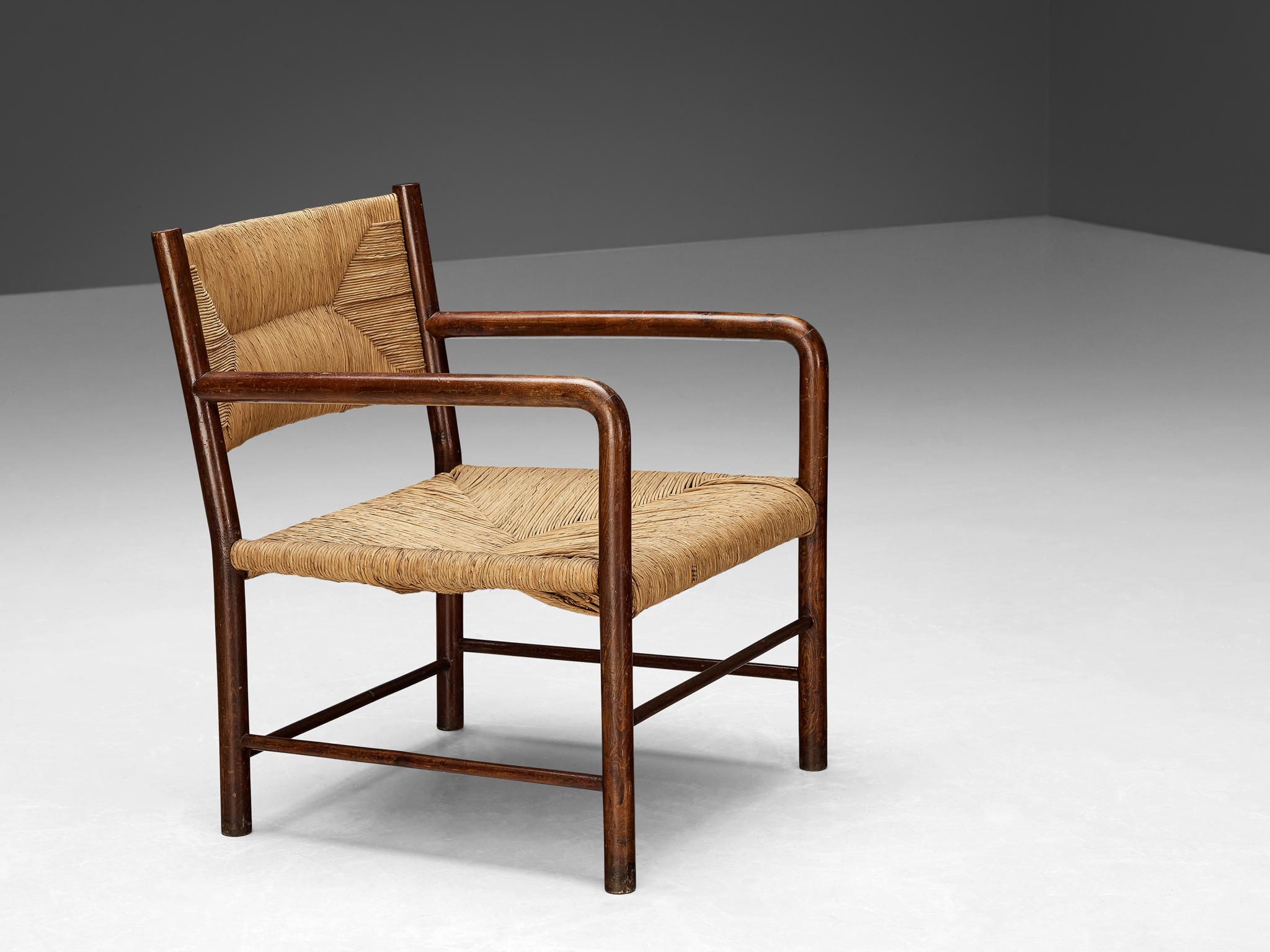 Emanuele Rambaldi for Chiappe Armchair in Wood and Woven Straw  For Sale 2
