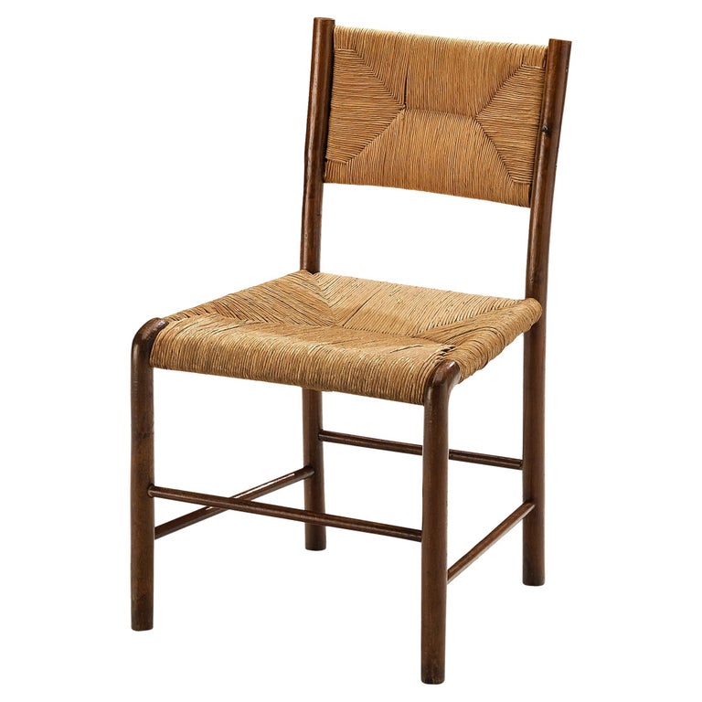 Emanuele Rambaldi for Chiappe Dining Chair in Wood and Woven Straw, 1930s