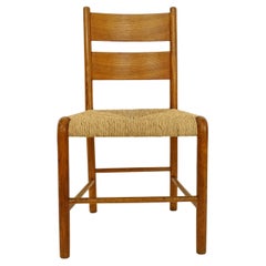 Emanuele Rambaldi pour Paolo Buffa Chaise simple en Oak Wood et paille, Italie, années 1940