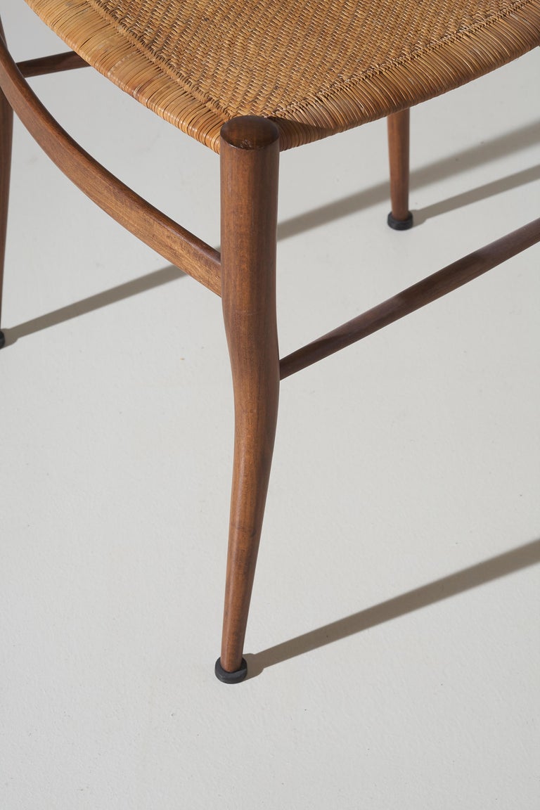 Italian Emanuele Rambaldi, set of 8 'Ramba' dining chairs by Sanguineti Chiavari 1951 For Sale
