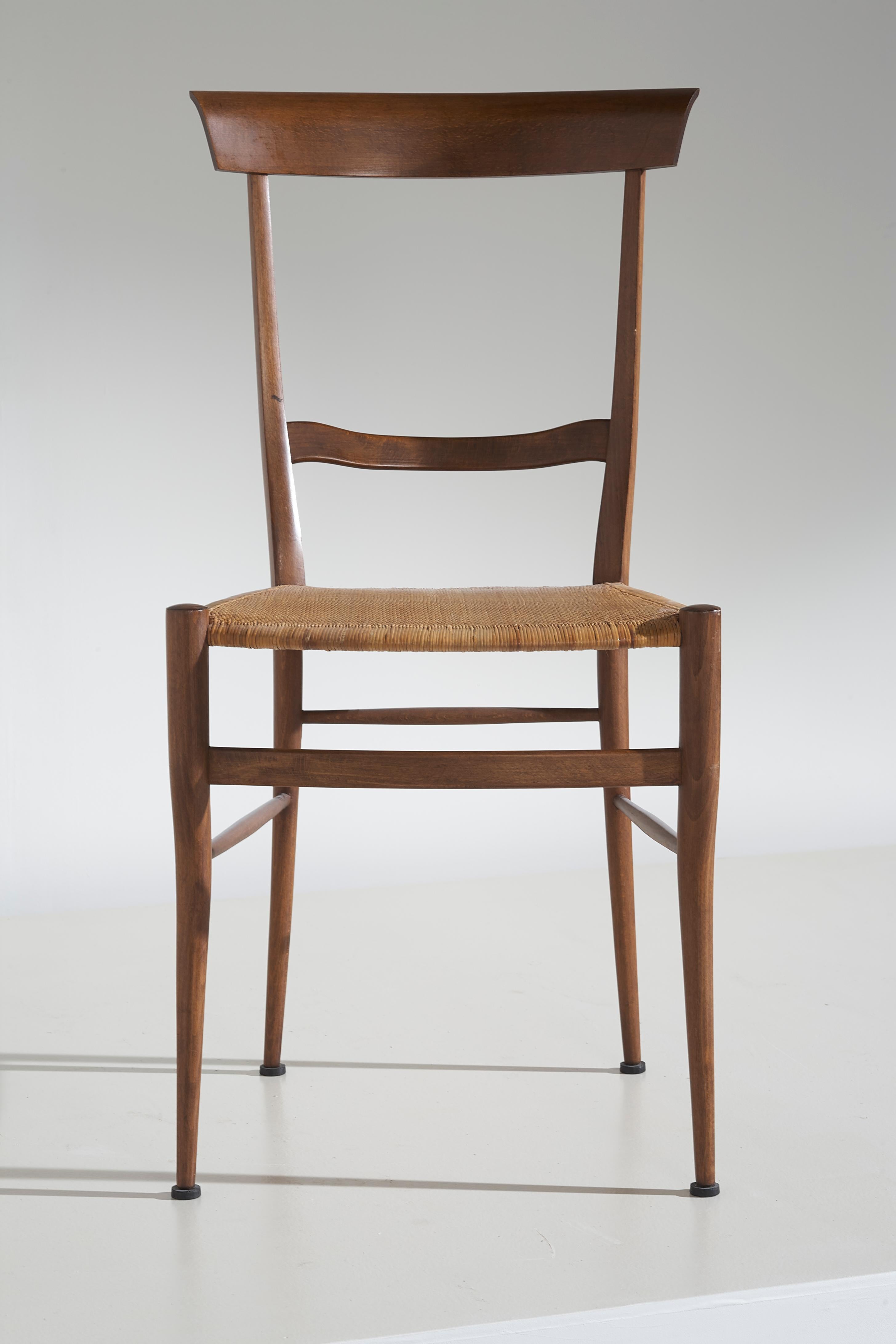 Caning Emanuele Rambaldi, set of 8 'Ramba' dining chairs by Sanguineti Chiavari 1951