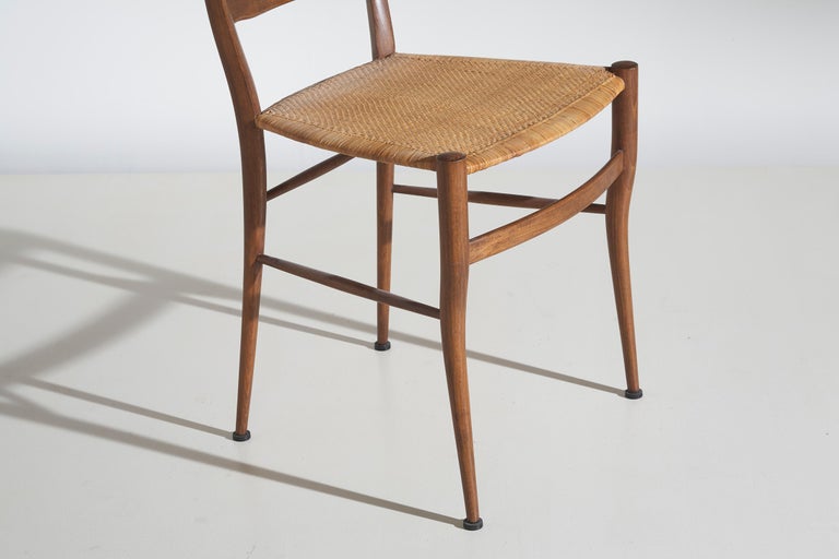 Cane Emanuele Rambaldi, set of 8 'Ramba' dining chairs by Sanguineti Chiavari 1951 For Sale