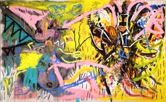 "Wizard Fight" Mixed media Painting 47" x 75" in by Emanuele Tozzoli 