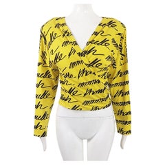 Emanuelle Khanh Vintage Yellow & Black Jersey Long Sleeve Womens Top Shirt