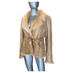 Emauel Ungaro Metallic Lambskin Leather and Fur Jacket Italy, Size 10