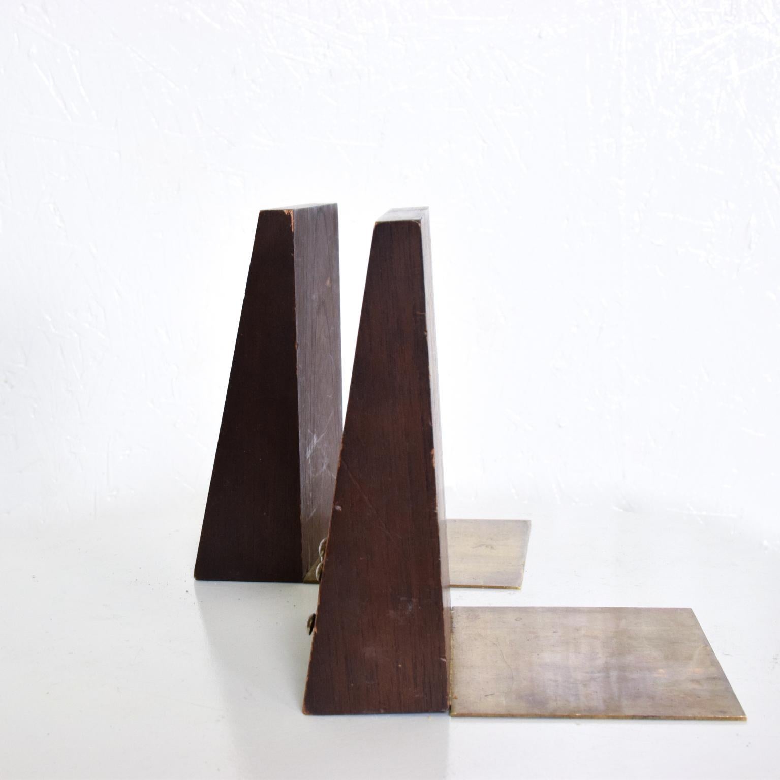 1970s Mahogany Steel and Copper Modernist Bookends Emaus of Mexico For Sale 4