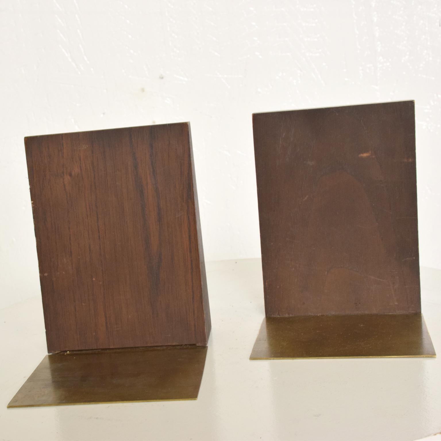 1970s Mahogany Steel and Copper Modernist Bookends Emaus of Mexico For Sale 2