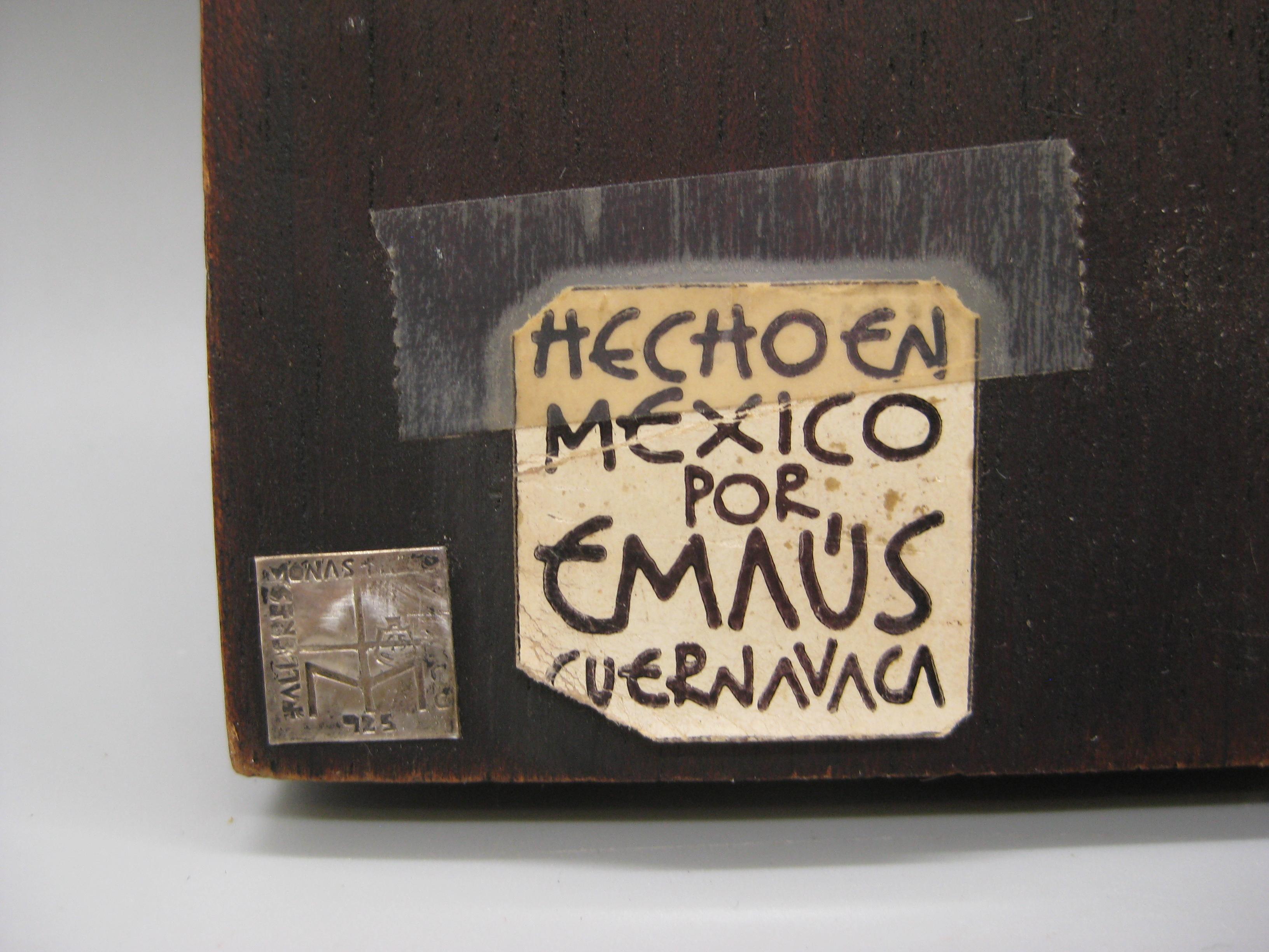 Emaus Cuernavaca Modernista Mexicana Taxco Placa de Pared de Plata de Ley y Madera en venta 1