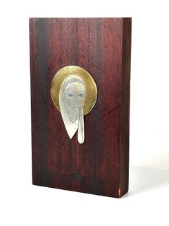 Emaus Talleres Monasticos Sterling, Brass and Wood Plaque