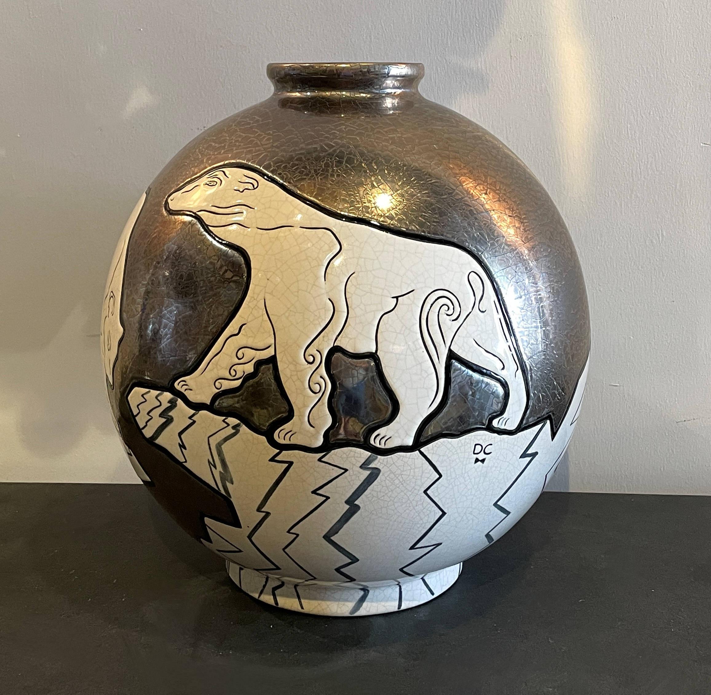 Vase Emaux de Longwy „Klarbär“ von Danillo Curetti (Moderne)
