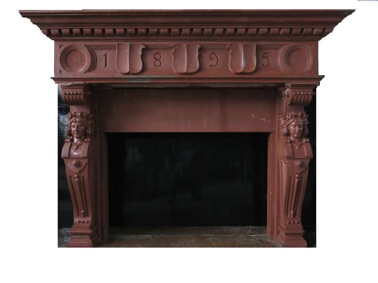Embassy-Quality Fireplace Renaissance Caryatid Statues Dated 1895, France For Sale 1