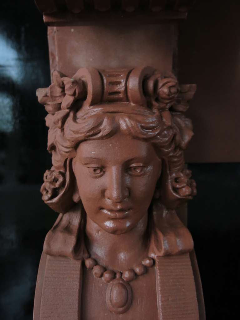 Embassy-Quality Fireplace Renaissance Caryatid Statues Dated 1895, France In Good Condition For Sale In LOS ANGELES, CA