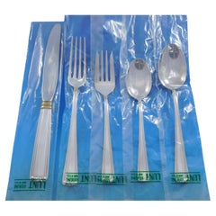 Embassy Scroll Gold by Lunt Sterling Silver Flatware Set 8 Service 40 pcs New