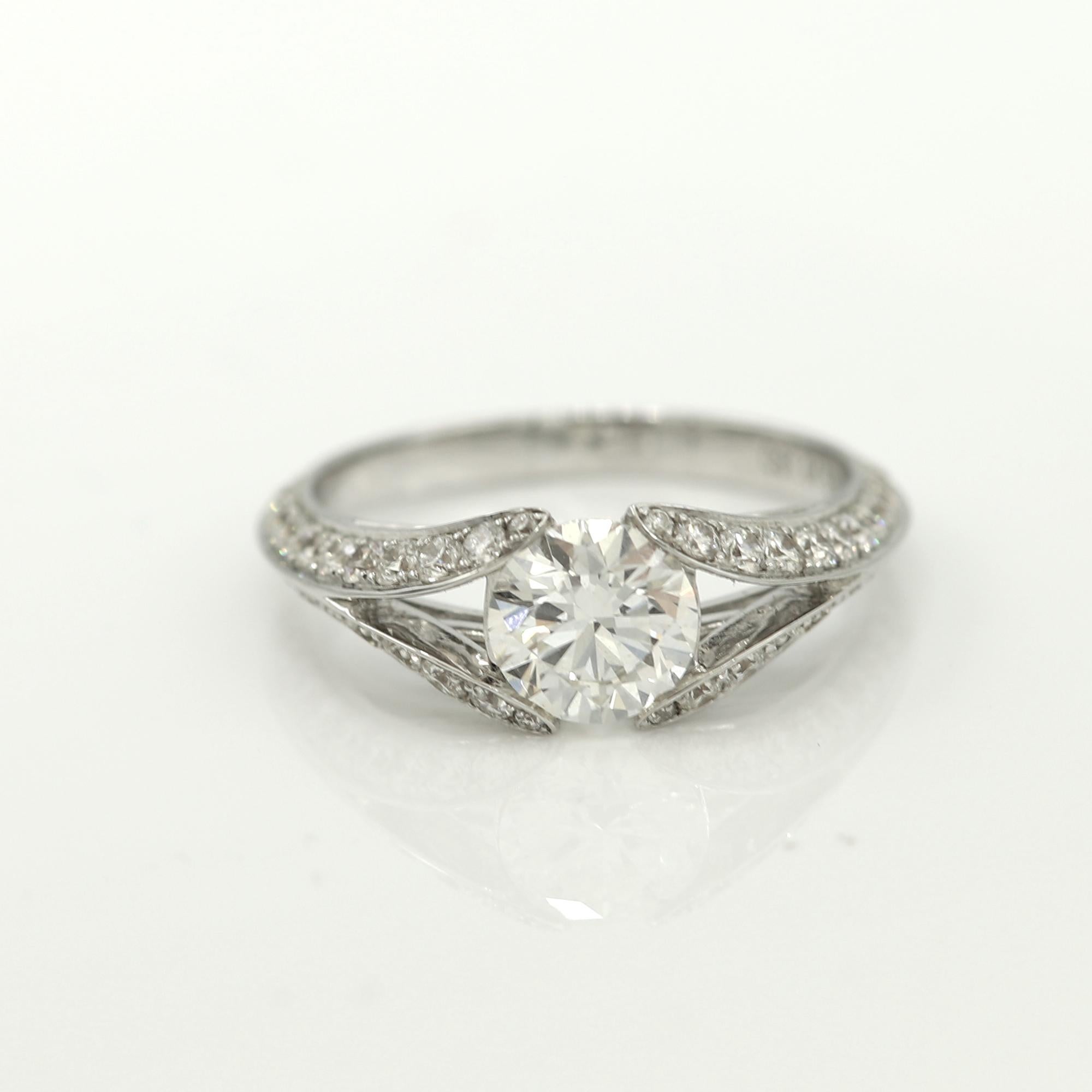 embedded diamond engagement ring