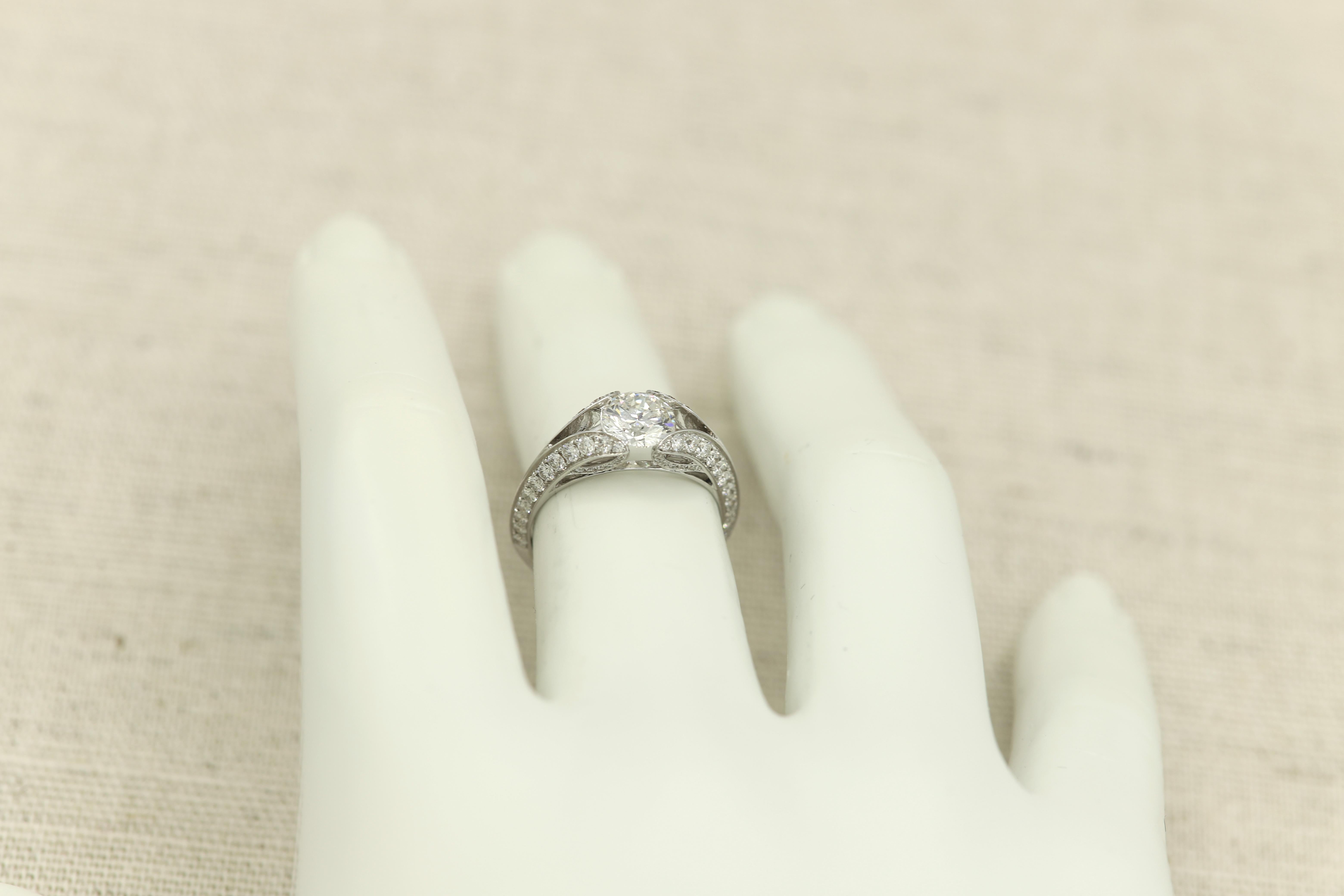 Embedded Diamond in Design Ring 1.04 Carat GIA Certificate 18 Karat White Gold In New Condition For Sale In Brooklyn, NY