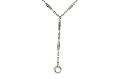 Embellished Art Deco Jade Bead 14 Karat White Gold Drop Chain Necklace