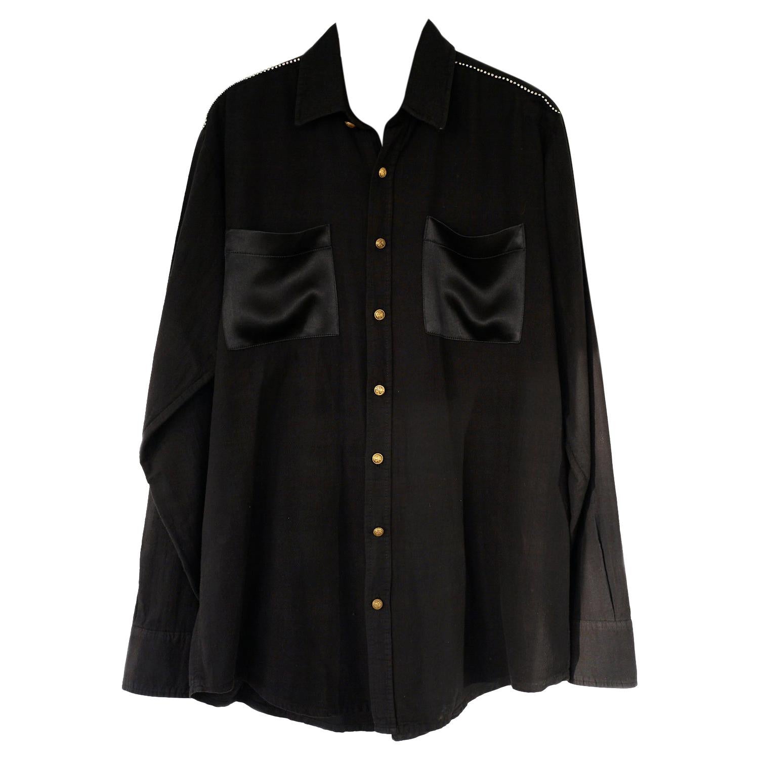 Rhinestone Embellished Oversize Shirt 