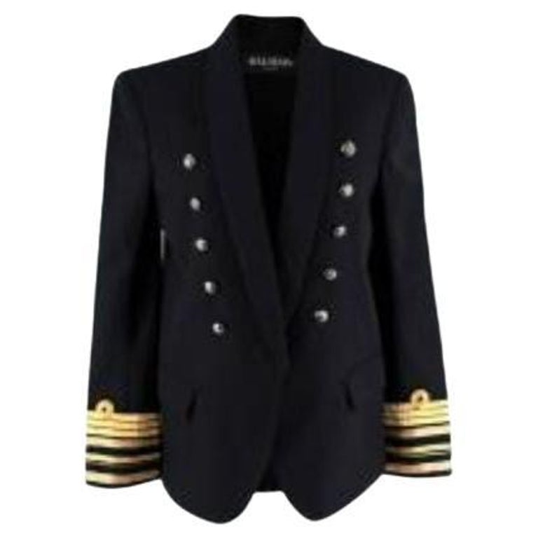 Embellished Black Cotton Military Jacket For Sale at 1stDibs