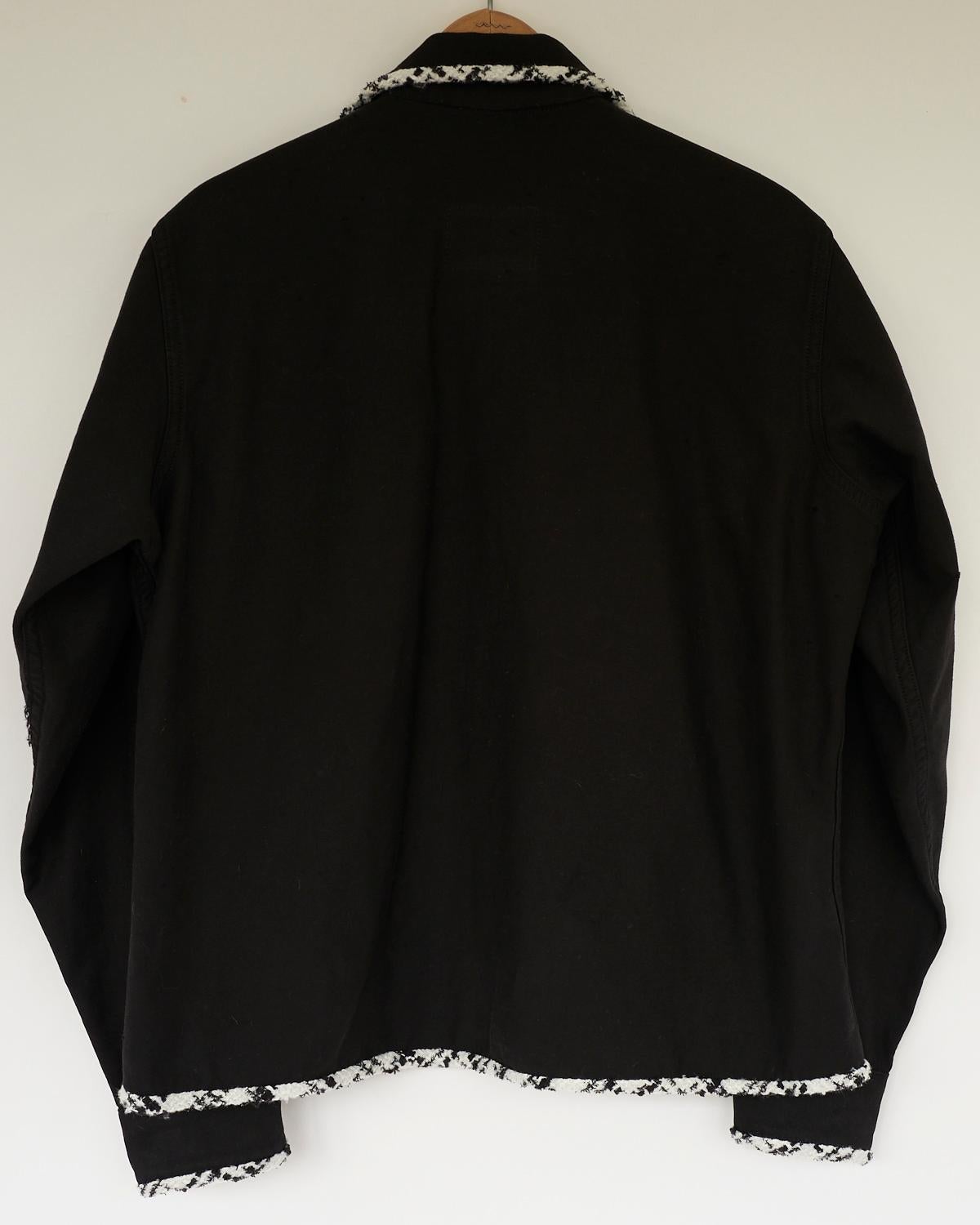 Black Jacket Cropped Vintage Designer Tweed White Embellished J Dauphin 1