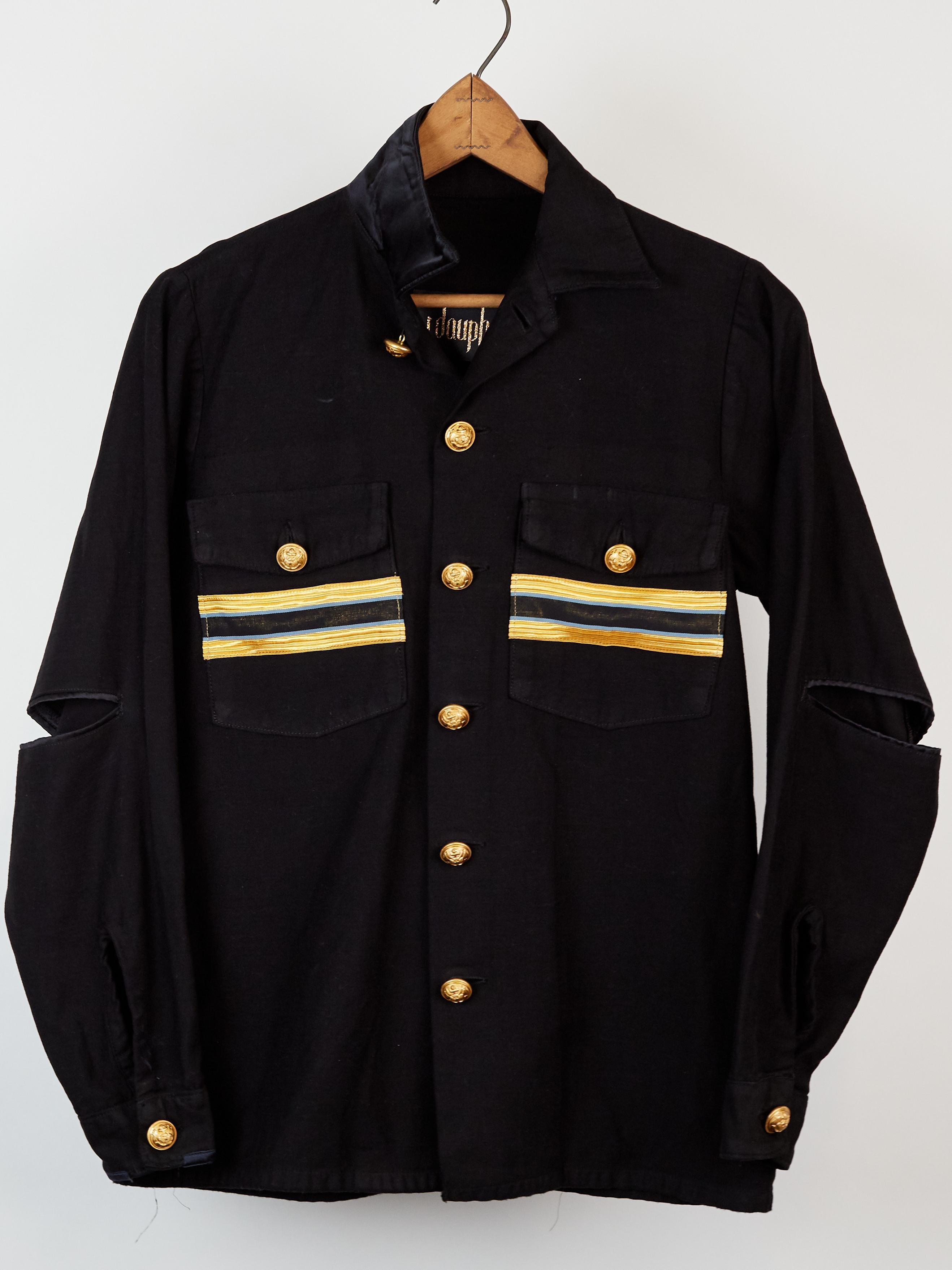 Jacket Military Black Gold Braid Gold Buttons Embellished  J Dauphin 1