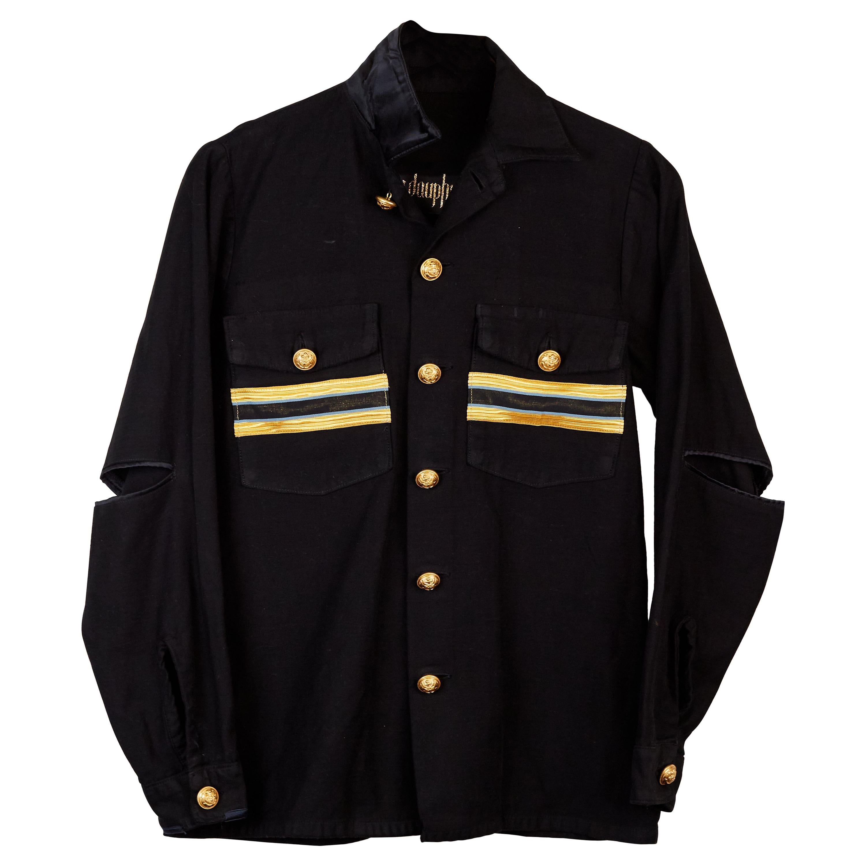 Jacket Military Black Gold Braid Gold Buttons Embellished  J Dauphin