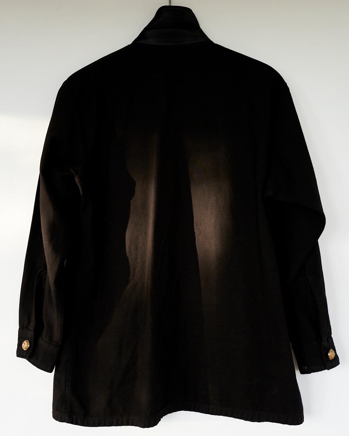 Embellished Evening Blazer Jacket Military Gold Button Black Tweed J Dauphin In New Condition In Los Angeles, CA