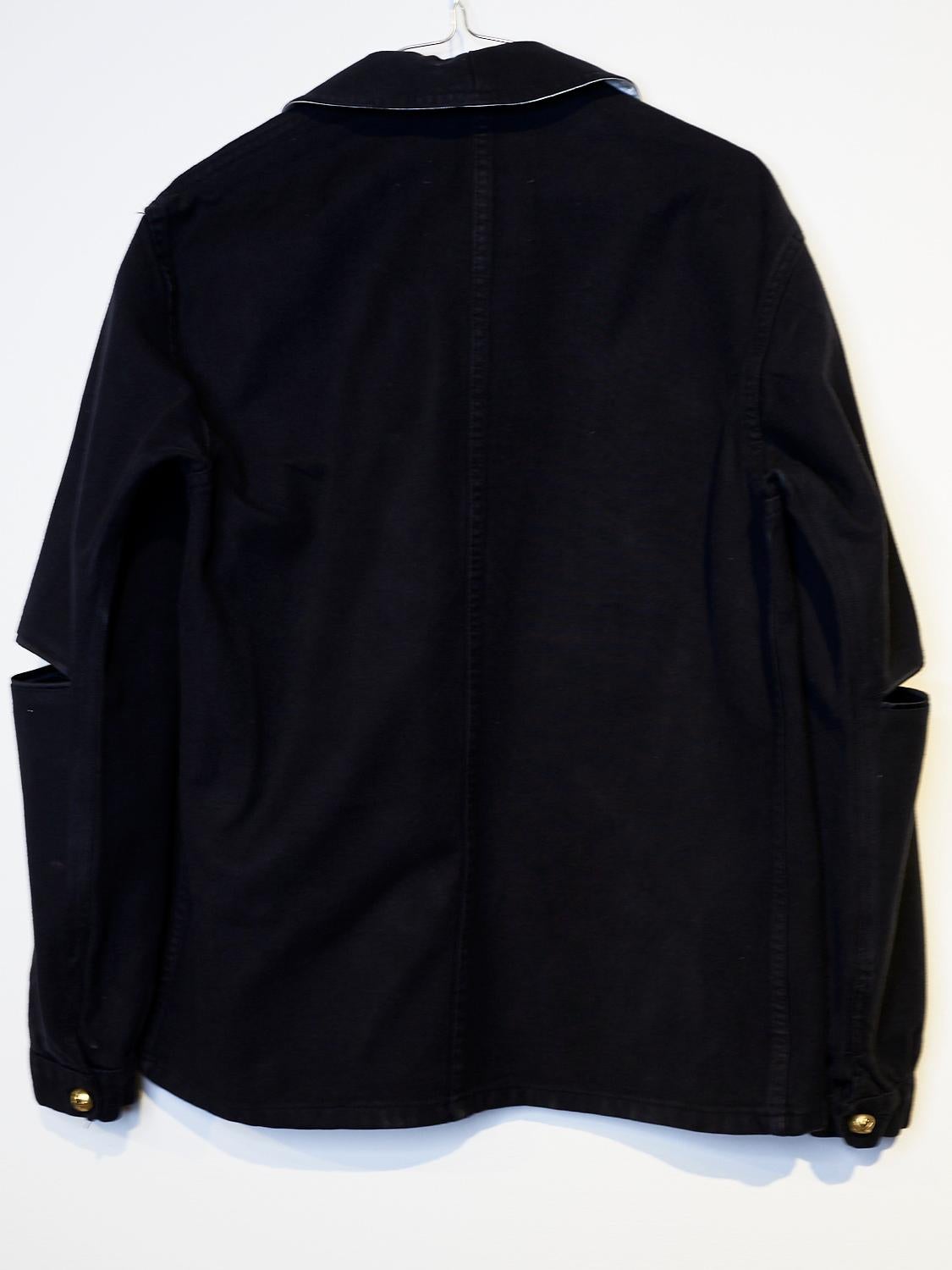 Blazer Jacket Black Bird Tweed Pockets White Silk Collar Embellished  J Dauphin 4