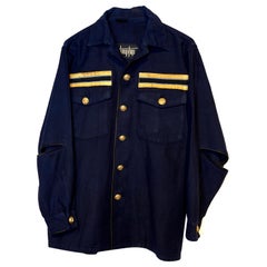 Embellished Dark Blue Jacket Military Vintage Gold Braids Buttons J Dauphin
