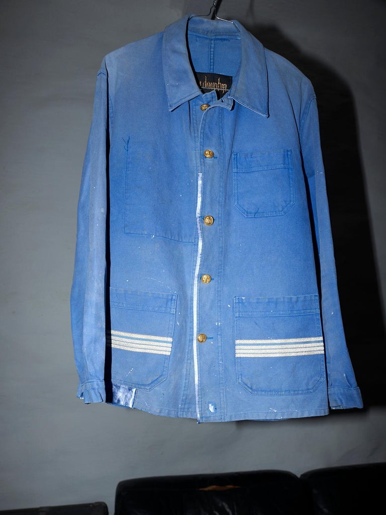 Embellished Distressed Blue Jacket Gold Buttons Military Silver Braid J