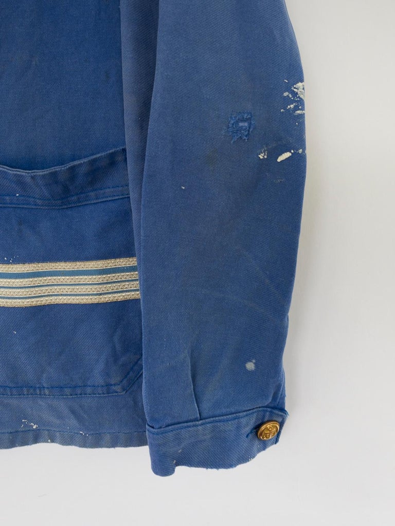 Distressed vintage light blue Jacket Gold Buttons Military J Dauphin at