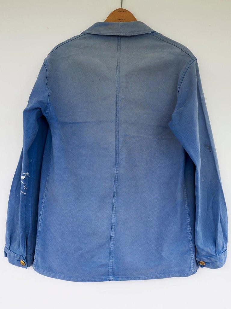 Distressed vintage light blue Jacket Gold Buttons Military J Dauphin at