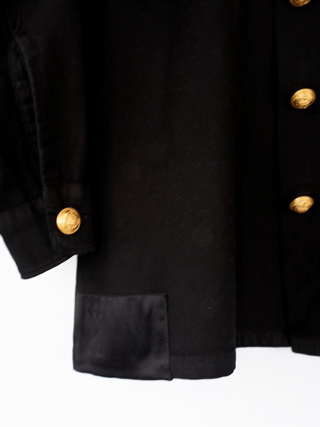 Evening Jacket Military Black Gold Button Blue Lurex Tweed J Dauphin In New Condition In Los Angeles, CA