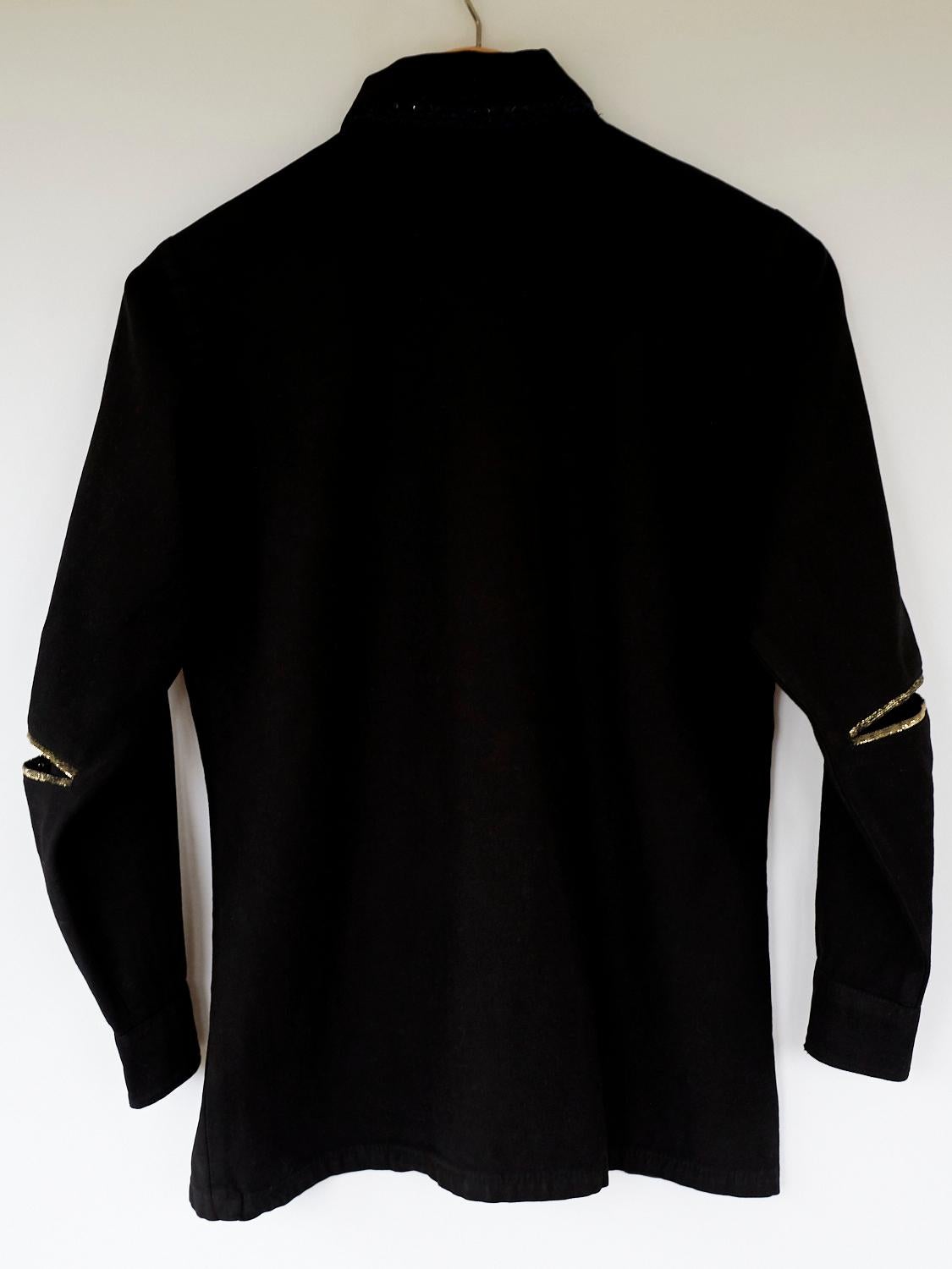 Evening Jacket Military Black Gold Button Blue Lurex Tweed J Dauphin 1