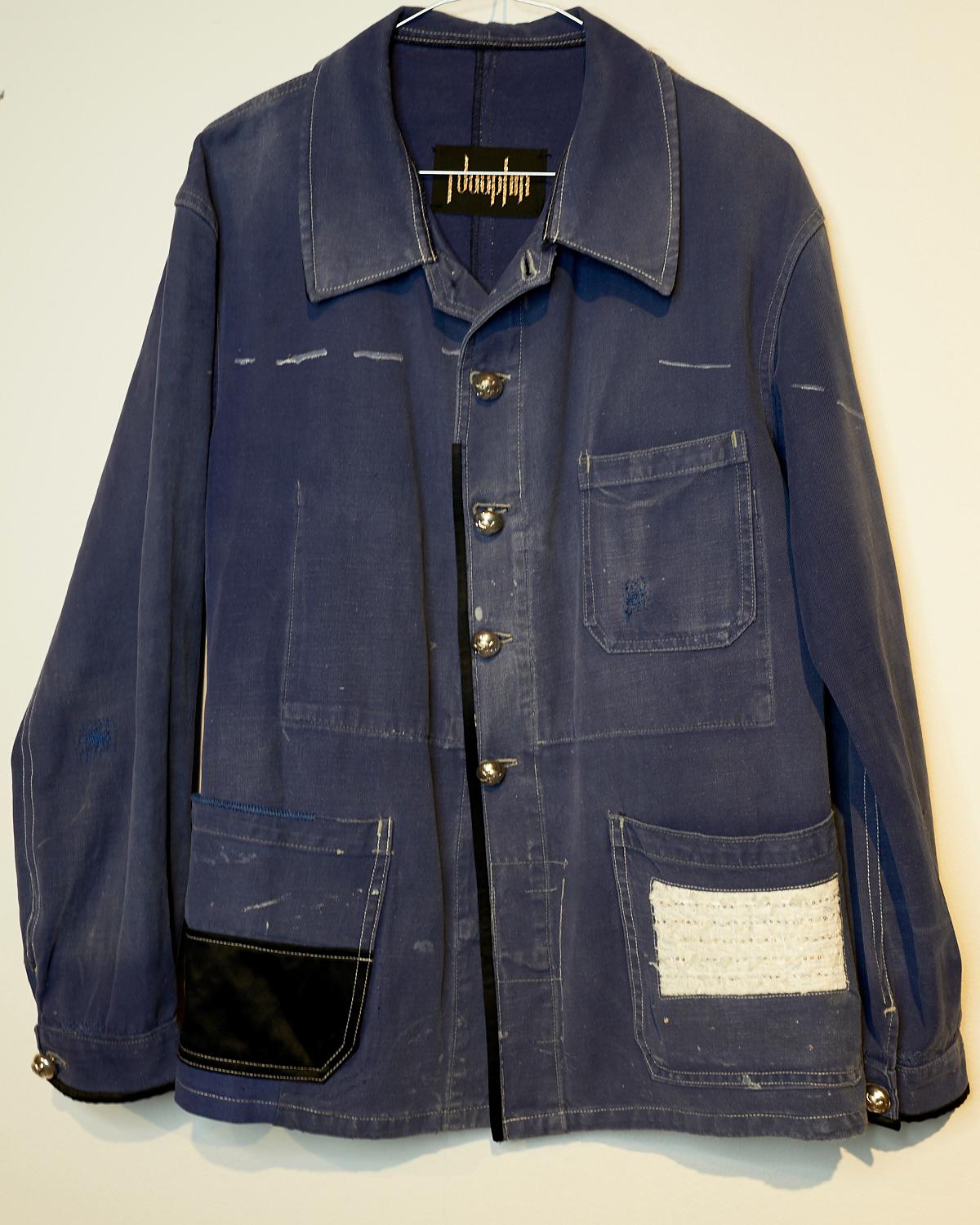 Black Vintage original French Blue Jacket Sequin Tweed Silver Buttons J Dauphin 