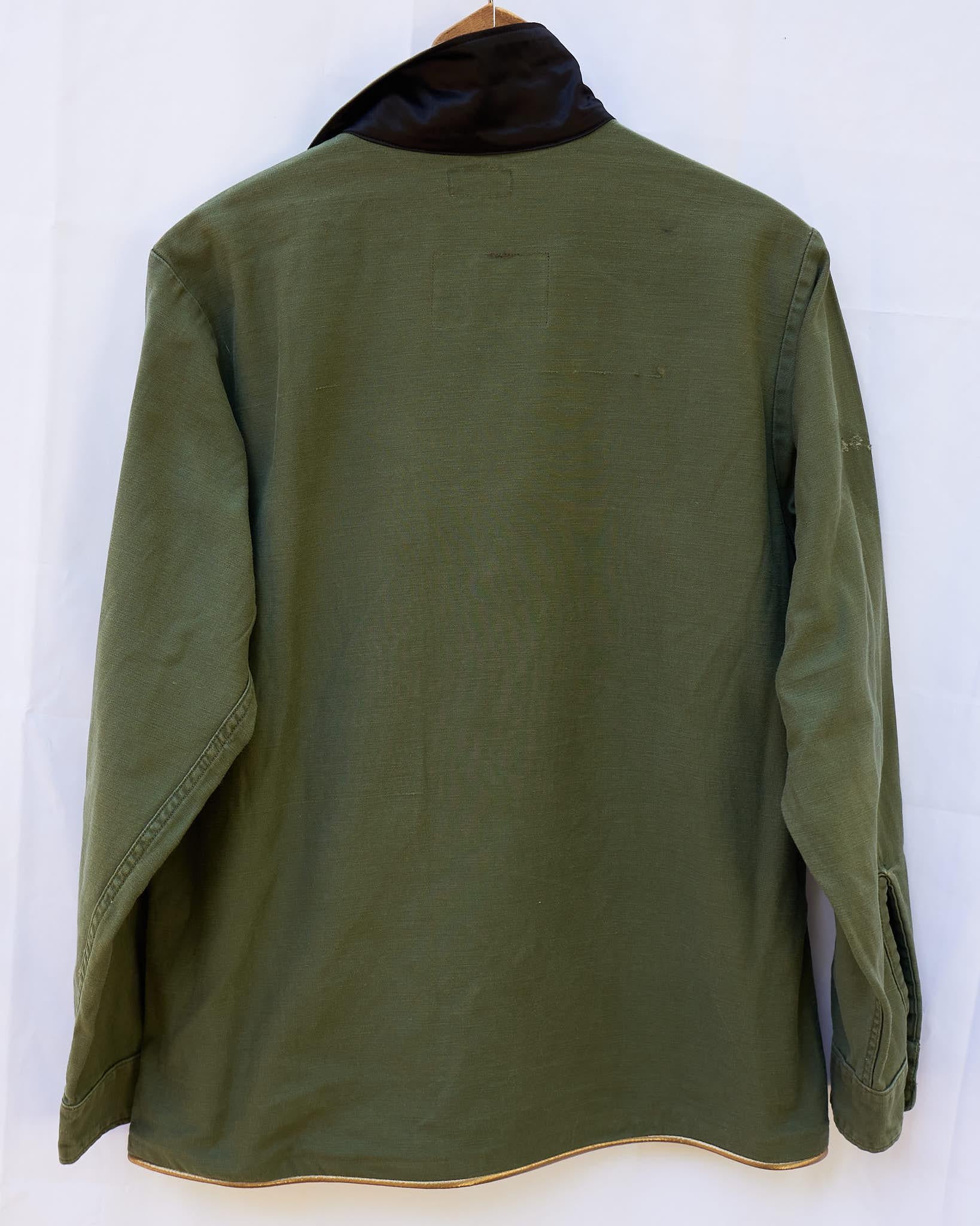 Black Green Cotton Military Jacket Embellished Designer Tweed Sequin Lurex J Dauphin
