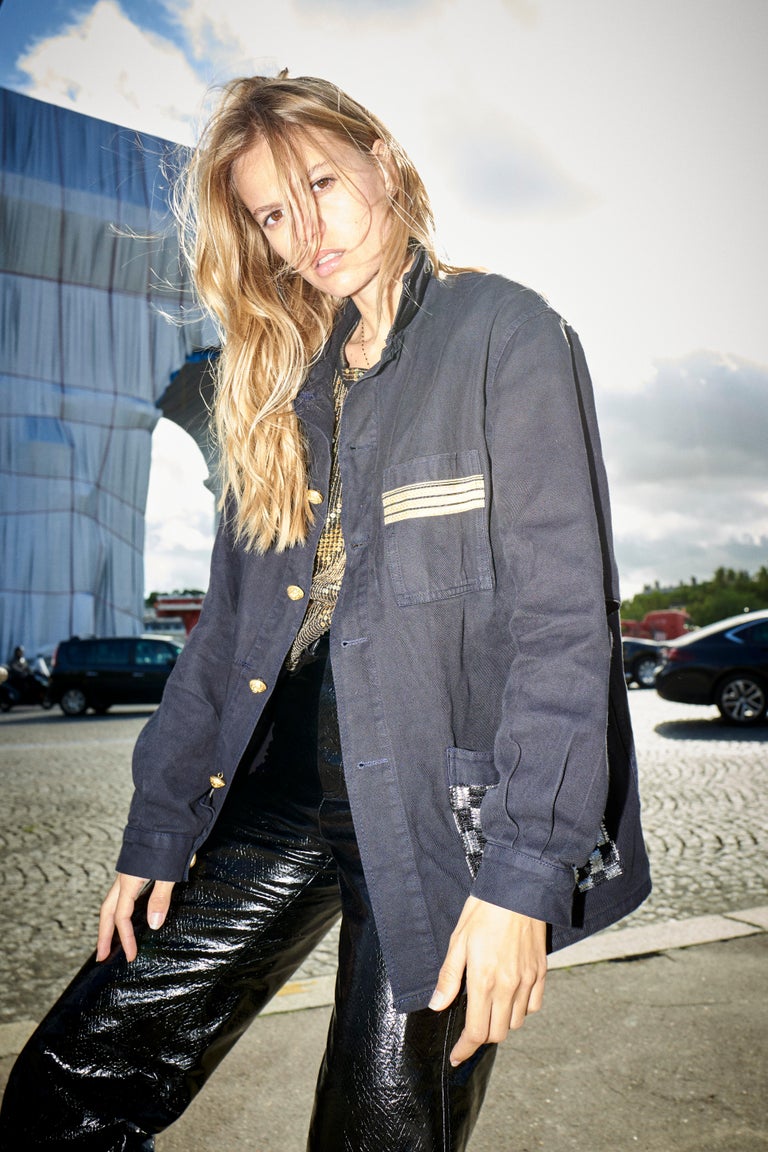 Embellished Jacket Black French Work Wear Silver Black Tweed Gold Braid ...