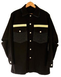 Embellished Jacket Black Tweed Gold Braid Silver Button Silk Collar J Dauphin