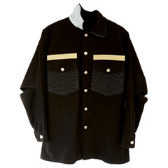 Embellished Jacket Black Tweed Gold Braid Silver Button Silk Collar J Dauphin