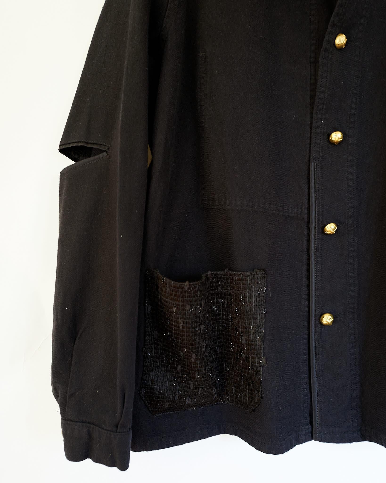 Black Jacket Blazer Recycled Vintage Silk Tweed One of a kind J Dauphin 1