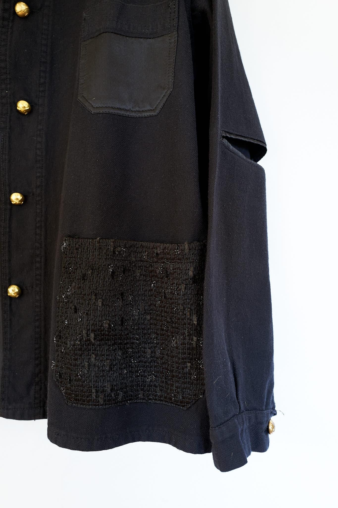 Black Jacket Blazer Recycled Vintage Silk Tweed One of a kind J Dauphin 2