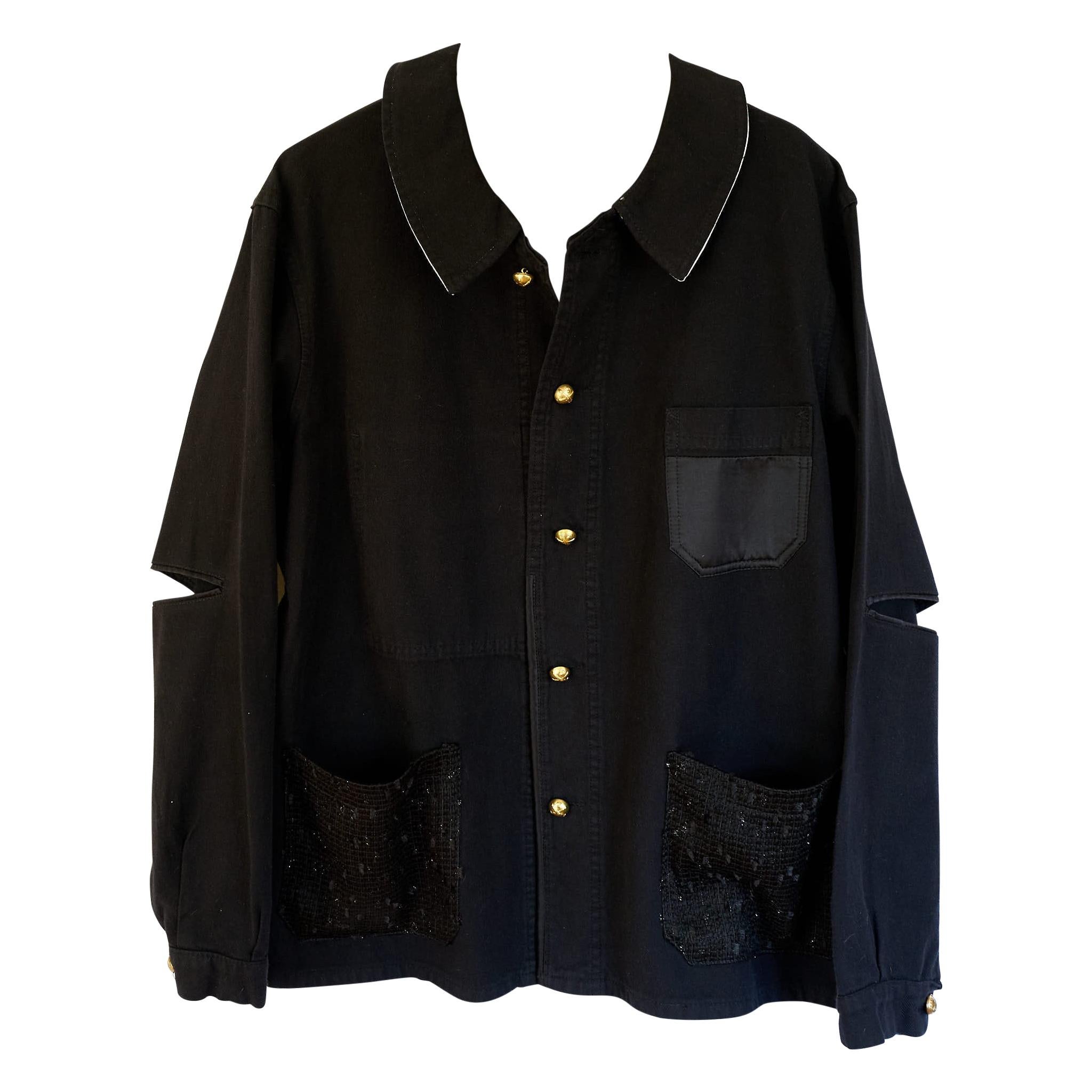 Black Jacket Blazer Recycled Vintage Silk Tweed One of a kind J Dauphin