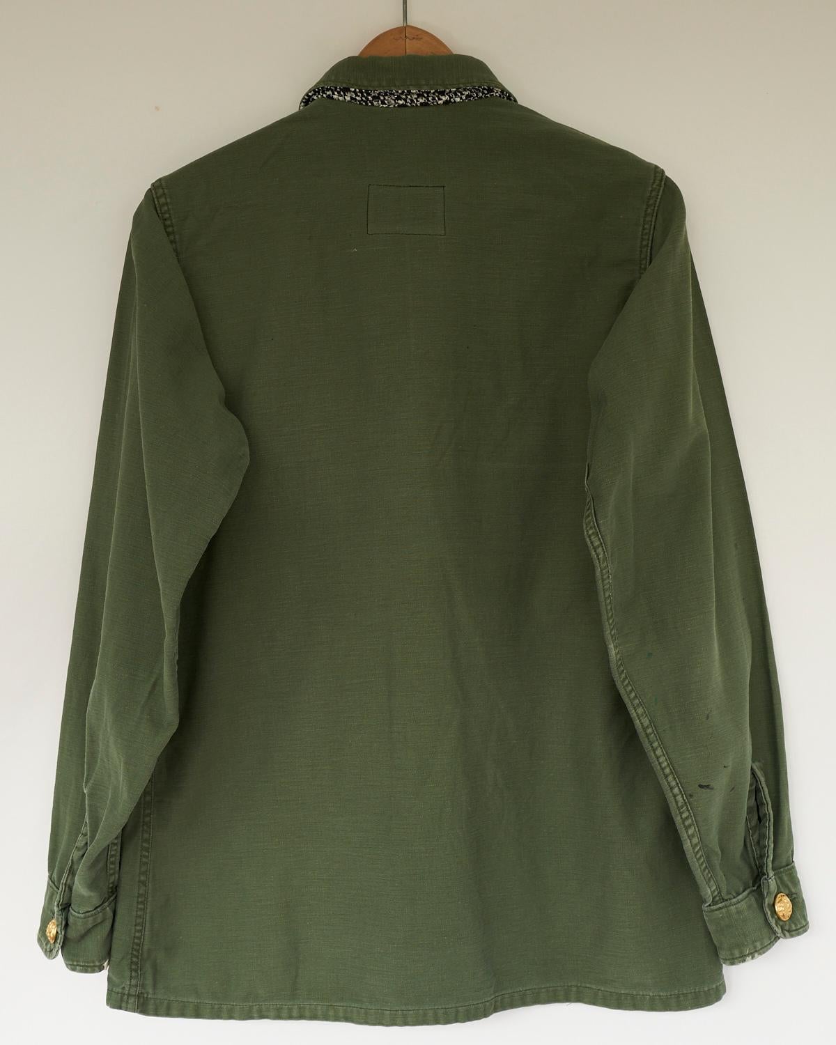 Jacket Military Green Gold Button Silver Lurex Tweed  J Dauphin 3