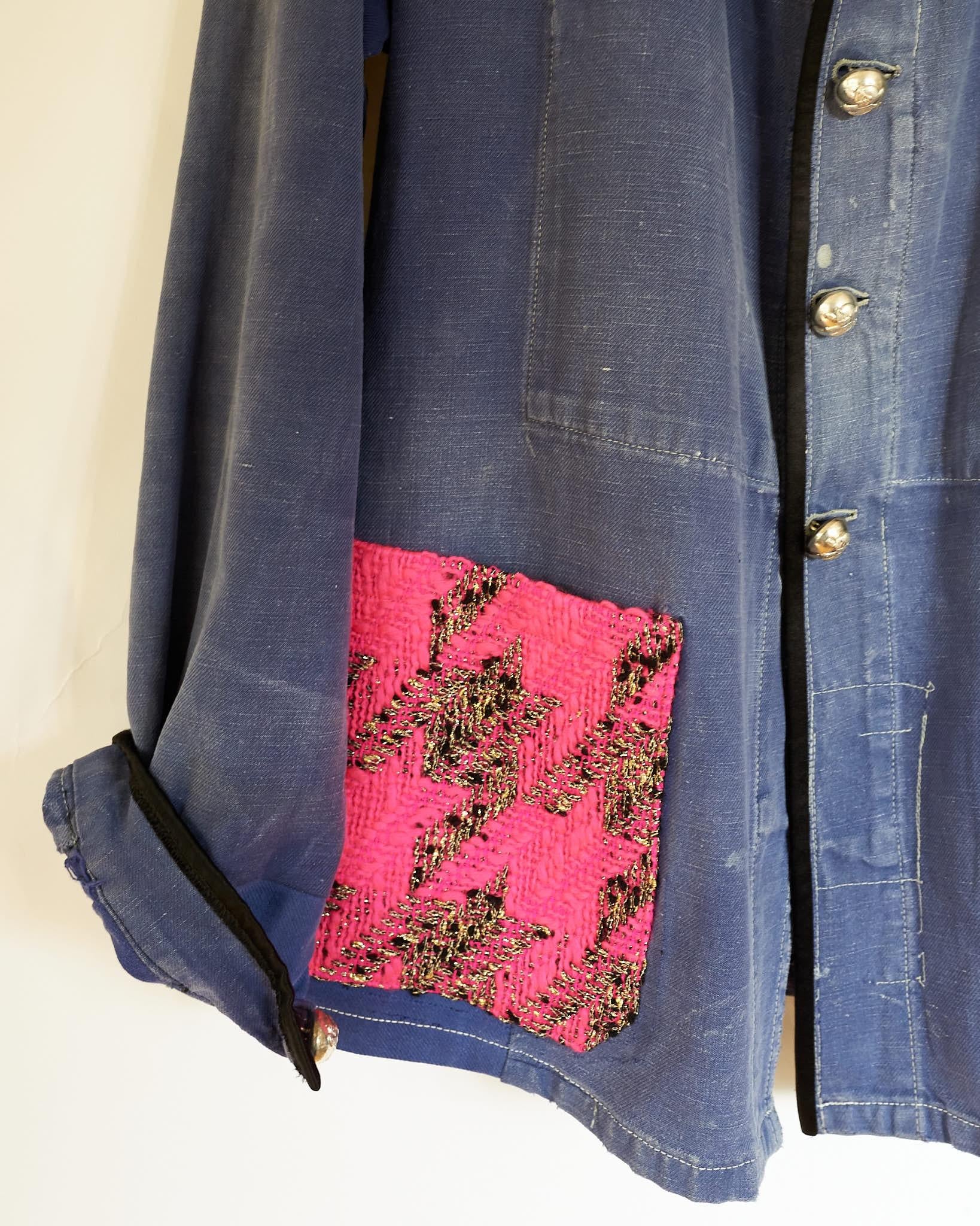 Purple Jacket Blue Vintage Designer Neon Pink Tweed French Work Wear J Dauphin