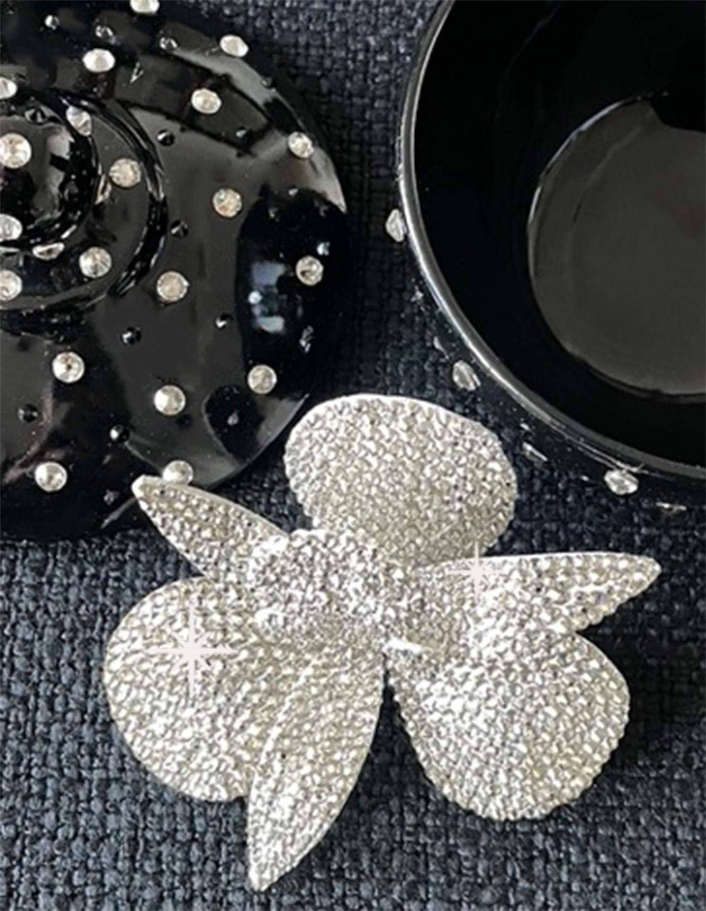 Modern Embellished Jar with Leather Pave Orchid For Sale