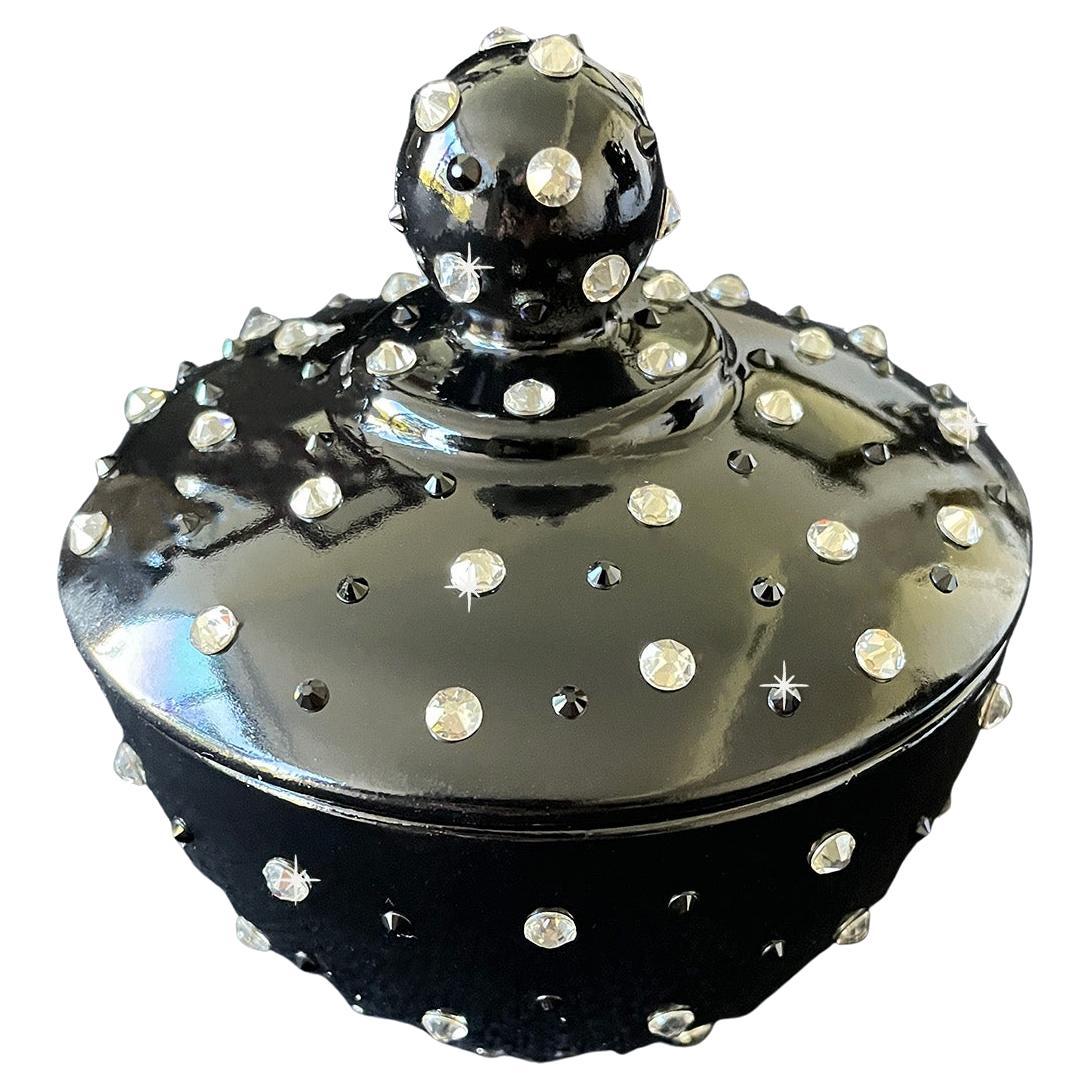 Embellished Jar with Leather Pave Orchid For Sale
