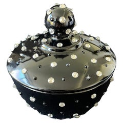 Embellished Jar with Leather Pave Orchid