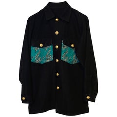 Embellished Military Jacket Vintage Green Tweed Gol Buttons J Dauphin