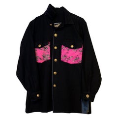 Embellished Military Jacket Vintage Neon Pink Tweed Gold Buttons J Dauphin