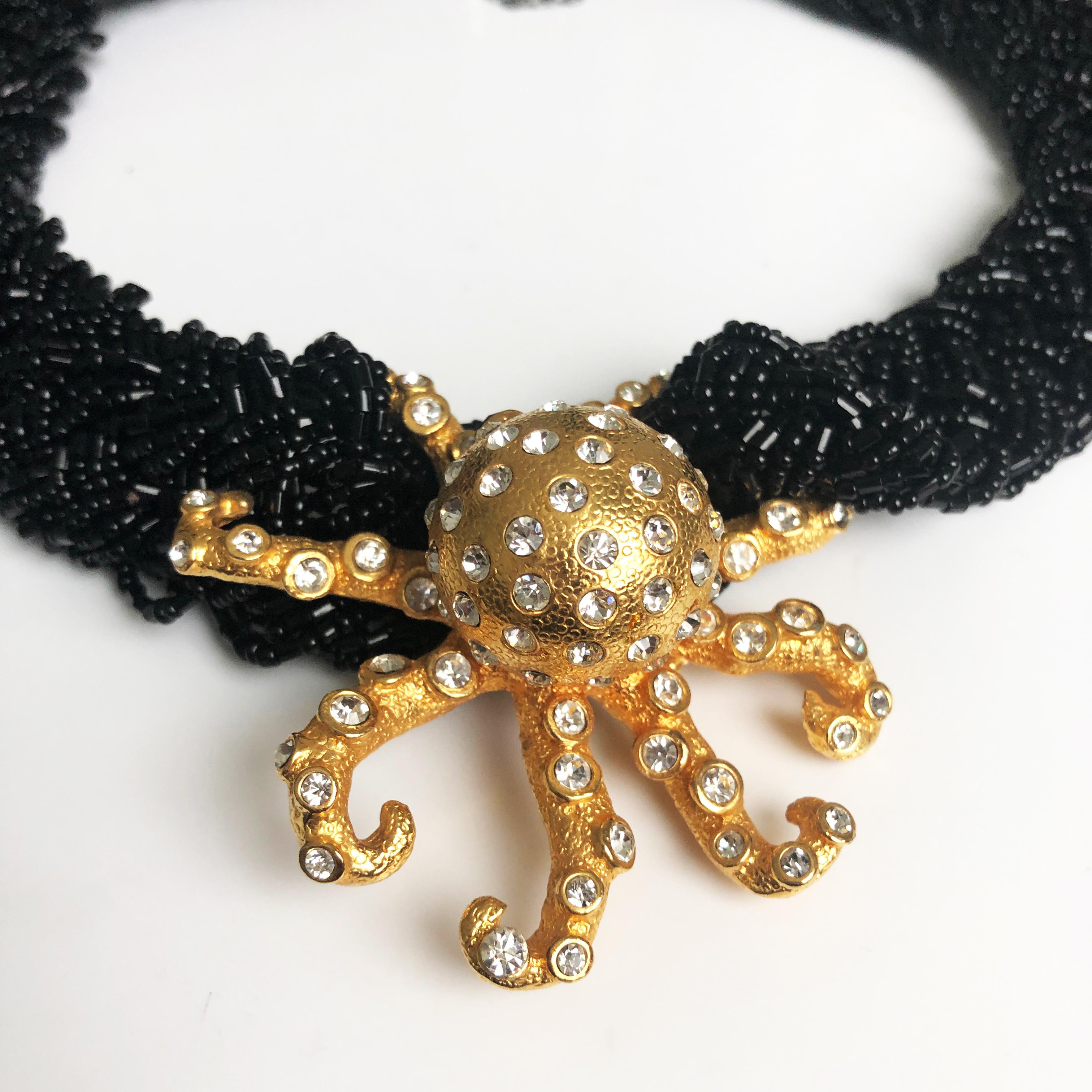 Embellished Octopus Necklace by Stephanie Lake Design Rare Statement Piece For Sale 1